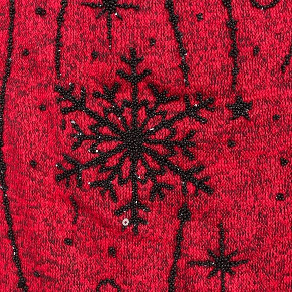 Sweet Clarity Red Black Beaded Floral Shirt M - Picture 5 of 9